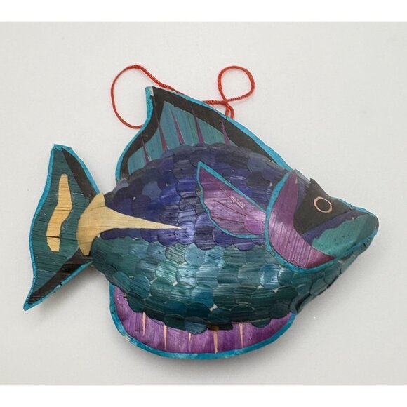 Vintage Wheat Straw Tropical Fish Christmas Tree Ornament Vibrant Scales - Picture 6 of 6